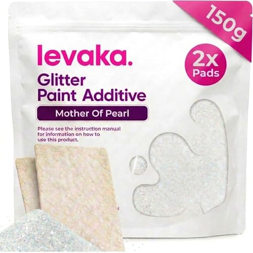 Levaka Mother of Pearl Glitter Additive, 150g with 2 x Buffing Pads – Mother of Pearl Paint Additive for Luminous Finish on Interior or Exterior Walls, Ceilings, and Woods – Paint Glitter for Walls