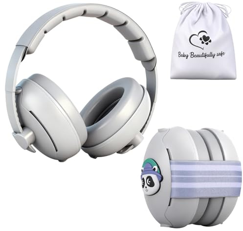 Zocipro 2 en 1 Cascos Bebe Antiruido Protectores Auditivos, Cascos Insonorización Bebé con Cancelación de Ruido y Diadema Ajustable, Cascos para Bebés Antirruido y Auriculares Bebé Antirruido