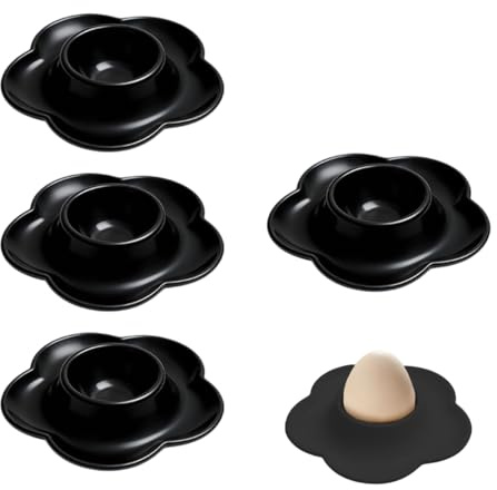 CFEWV 4 Pezzi Portauovo Alla Coque,Portauova Per Colazione,Porta Uova Sodo,Portatile Portauova Creativo Per Casa,Cucina,Ristorante(Nero)