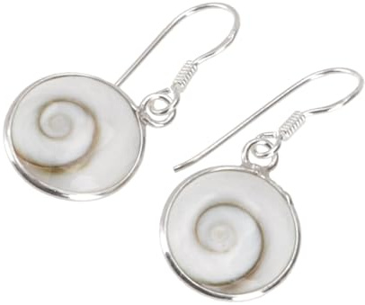 Silberohrringe mit Shiva Muschel, 925 Sterling Silber, filigran, 27