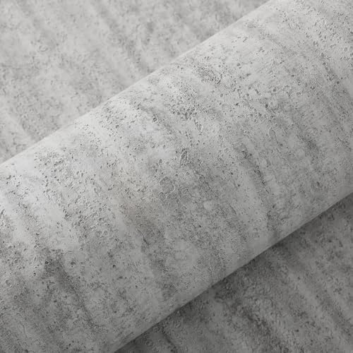 3 Roll Grey Peel and Stick Wall Panels Industrial Textured Concrete Effect Insulating Self Adhesive Wallpaper for Kitchen Bathroom Living Room Bedroom, 2.5mm Thick Sound Insulation, 300x40CM