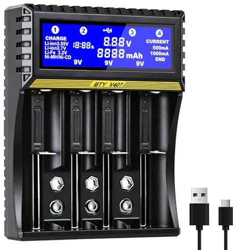 Cargador para Pilas Recargables, Cargador Inteligente Universal