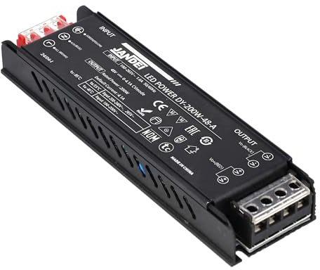 Jandei - Fuente de Alimentación Transformador 110/220V AC a 48VDC 200W 4,1A, Instalación en Interior IP20 para Tira Led, Neón o Dispositivos de Bajo Voltaje
