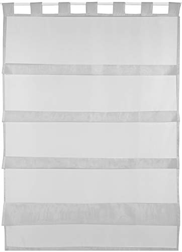 Bestlivings graue Bistrogardine Transparent mit Schlaufen in 80x110 cm (BxL), in vielen Varianten erhältlich