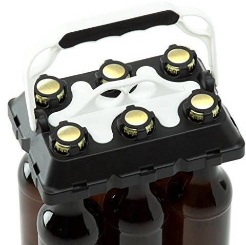 CLICK-IT BOB The Bottle Buddy Flaschenträger I Trage-Hilfe für bis zu 6 Bier-Flaschen I cooles & praktisches Gadget für Deine Party - für 0,33 l Glas-Flaschen I Bottle Carrier (schwarz/weiß)