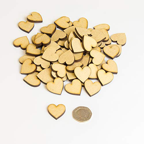 20mm Wooden Hearts - Wedding Home Craft Blank Family Tree Decor - Pack of 50