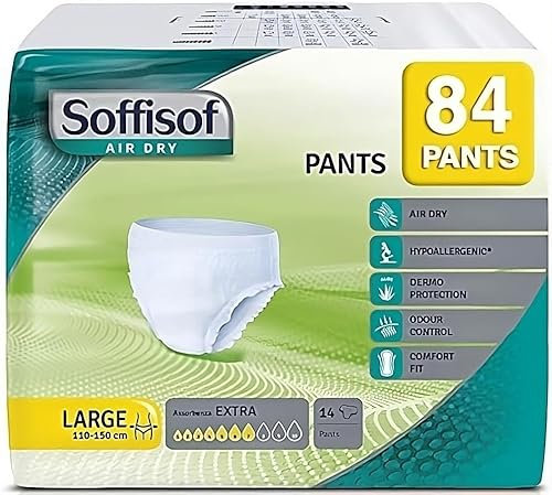 Soffisof Air Dry Pants Extra Large - 84 Windeln für Erwachsene, Inkontinenz Slips mit hoher Saugfähigkeit - Geruchskontrolle und Komfort