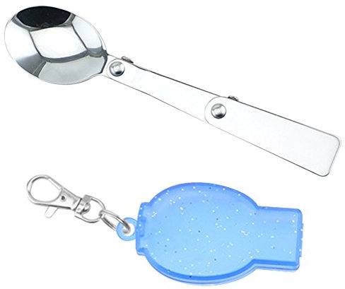 Portatile in acciaio INOX cucchiaio forchetta pieghevole da campeggio escursionismo utensili stoviglie Cucchiaio Blue