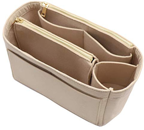 LEXSION Organisatorischer Tascheineinsatz aus Filz mit Reißverschluss, passend für Speedy-Neverfull-Tasche, Taschenformer, Beige (B-beige), Large