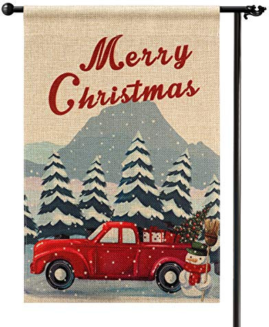 Yardwe Gartenflagge der frohen Weihnachten dekorative rote LKW-Hausyardflaggen doppelseitige Feiertagsflaggen für Außenseite 1pcs