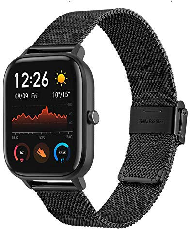TRUMiRR Armband Kompatibel mit Amazfit Active/Amazfit GTR Mini/GTS 4 Mini/GTS 4/GTS 3/GTS 2/GTS 2 Mini/GTS 2e, 20mm Mesh Gewebte Edelstahl Metall Ersatzband für Amazfit Bip/lite/Bip 3 Pro/Bip U Pro