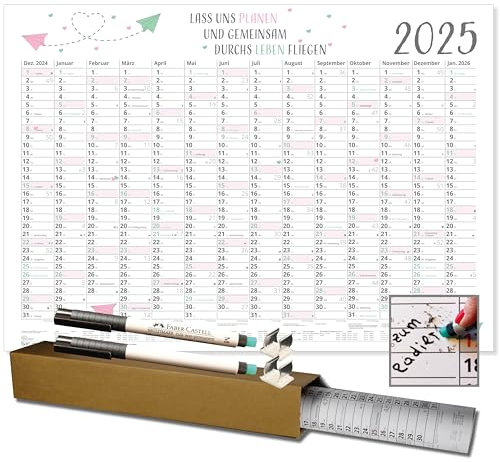 Posterkalender 2025 Papierflieger Plakatwandplaner Jahresplaner für´s Büro Planer mit Folienstift abwischbar 70 x 50 cm