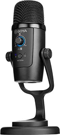 Boya BY-PM500 USB Kondensatormikrofon mit Tischständer für Streaming, Podcast, YouTube Windows Mac PC und Smartphone USB-C Schwarz