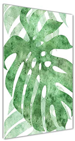 Tulup Glas-Bild Wandbild aus Glas - Wandkunst - Wandbild hinter gehärtetem Sicherheitsglas - Dekorative Wand für Küche & Wohnzimmer 70x140 - Blumen & Pflanzen - monstera - Grün