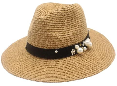 Sombreros De Paja Gorra De Mujer Boda En La Playa Moda Sombrero Simple Fiesta Nupcial Regalo Sombrero De Paja-Khaki_56-58Cm