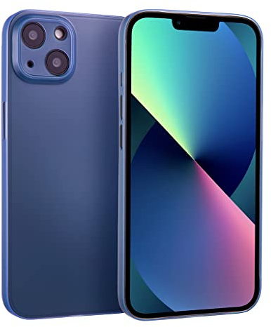 doupi UltraSlim Hülle kompatibel für iPhone 13 (6,1 Zoll), Ultra Dünn Fein Matt Handyhülle Cover Bumper Schutz Schale Hard Case Taschenschutz Design Schutzhülle, blau