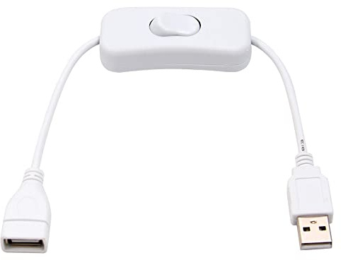 Harrista USB Cable with Switch ON/OFF Cable Extension Toggle for USB Lamp Fan Power Supply Adapter - White