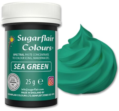 Sugarflair Sea Green Food Colouring Paste 25g | Concentrated Sea Green Food Dye for Fondant, Buttercream, Cake Decorating and More - Vegan, Kosher, Bake-Stable