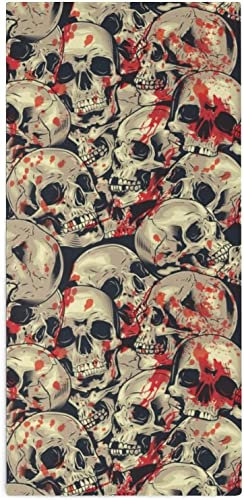 DJNGN Weiche Handtücher mit Grunge-Blut-Schädeln, Halloween, saugfähiges Gesichtstuch, dekorative Handtücher für Badezimmer, Hotel, Fitnessstudio, Spa, Yoga, 80 x 41 cm