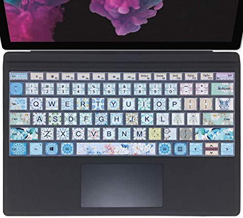 WSLUCKO Silicon Keyboard Cover Skin for Microsoft Surface Pro 7/6/5, 2019,2018,2017 Keyboard,US Layout,Garland