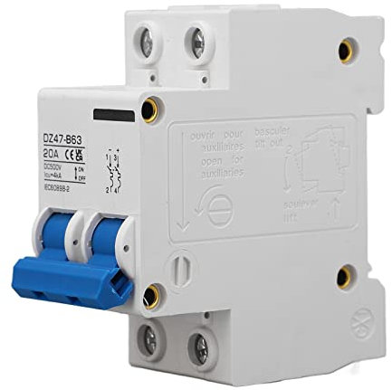 2P 20A DC Disjoncteur DC 500V 2P Petit Disjoncteur B Type Disjoncteur pour Système Solaire Photovoltaïque Montage sur Rail DIN Disjoncteur Basse Tension