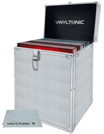 Vinyl Tonic 30,5 cm große Vinyl-Schallplatten-Aufbewahrungsbox, Silber, 30,5 cm, Aktentasche