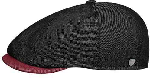 LIERYS Twotone Summer Flatcap Herren/Damen - Ballonmütze Made in Italy - Schirmmütze handgefertigt - Frühjahr/Sommer schwarz M (56-57 cm)