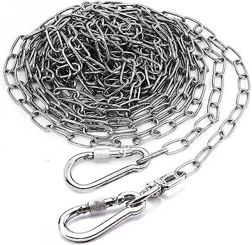 MELAIRON 25 ft Dog Chains - Heavy Duty, Chew Proof, Long Dog Leash Chain for Small to Large Dogs Up to 125Lbs - Silver