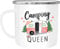 Moonworks® Tasse en émail Camping Queen King Caravane Cadeau Camper Camping Vacances Accessoires Queen émail blanc argent standard