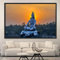 Hinduistische Lord Shiva-Skulptur bei Sonnenuntergang, Leinwandgemälde, Wandkunst, indische Götter, Statue, Poster und Drucke, religiöse Heimdekoration, 60 x 80 cm, ohne Rahmen