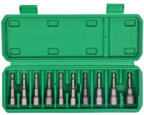 Belle Vous Llaves de Vaso Magnéticas - 10x Juego de Llaves de Vaso Hexagonal de Cambio Rápido - Kit de Brocas de Impacto SAE y Métricas - Juego Llaves Vaso Magnetica 8-14mm