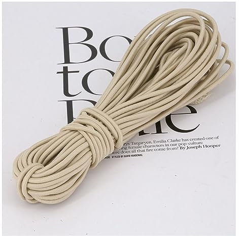 Yurosiay Gummikordel 10m×2.5mm Elastische Kordel Bunt Gummiband Rund Elastisch Schnur Gummischnur zum Nähen Elastischer Faden für Kleidung Haushalt Basteln Schaukeln Schnürsenkel Beige