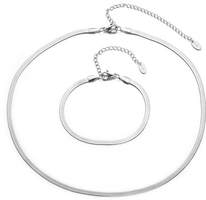 Aleasha Set di bracciali da donna in acciaio inox, a spina di pesce, idea regalo, Oro, In acciaio inox