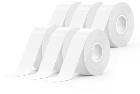 SUPVAN KATASYMBOL 6 Rollen Endlos-Etikettenband Value Pack (15 mm × 6 m/Rolle) für E10 / E11 / E16 Etikettendrucker, schwarz auf weiß