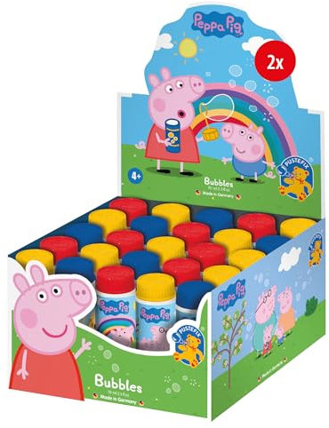 PUSTEFIX Klassik Seifenblasen Kinder I Peppa Pig 50 STK. I 70 ml Seifenblasen Flüssigkeit I Bunte Bubbles für Hochzeit, Kindergeburtstag, Polterabend & Party