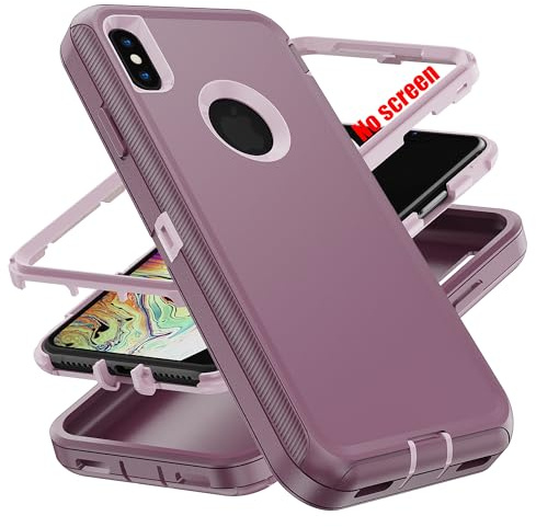 AYMECL for iPhone XS Max Case,[Military Grade] 3 in 1 Heavy Duty Full Body Shockproof Protection Phone Case for iPhone XS Max 6.5 inch,Pink+Wine Red