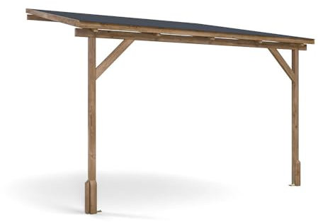 Dunster House Lean-To Gazebo Kit – 3x3m Wall-Mounted Wooden Garden Shelter Canopy – Stylish Permanent Outdoor Cover for Patios, Decking or Seating Areas Superfelt Included Utopia
