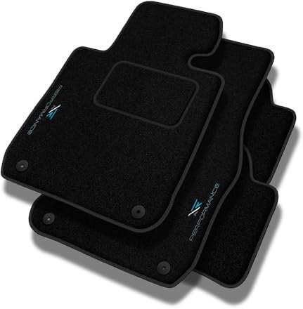 Performance Personalisierte Velours Fußmatten Auto passend für Audi A5 8T 2007-2016 - Standard, Perforiert, Cyan, weiß und grün -Präzise CNC-Stickerei, Design-Lochpaspel, Auto Fußmatten - Perfekt für