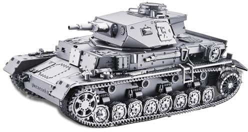 piececool 3D Puzzle Metall Panzerkampfwagen 1:48 Panzer IV Panzer D, 3D Metall Puzzle Militärmodell für Edelstahl, 100% Wiederherstellen, Geburtstagsgeschenk, Modellbausatz Erwachsene, 519 Teile