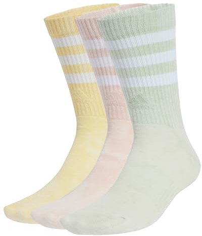 adidas Unisex 3-Stripes Stonewash Crew Socks 3 Pairs Pink 2-3.5