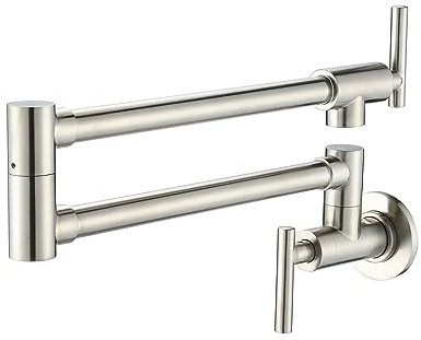 Topffüller, moderner Messing-Topffüller, zwei Aufsätze, Wandmontage, klappbar, for die Küche, Topffüller, Schwenkarm