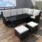 Ecklounge Rattan Lounge L-Form Sitzgruppe Eckgarnitur Ecksofa mit Esstisch Hocker Tisch Garten Loungemöbel Terrasse Sitzecke Eckbank Gartenlounge Outdoor Gartenmöbel Set Essgruppe
