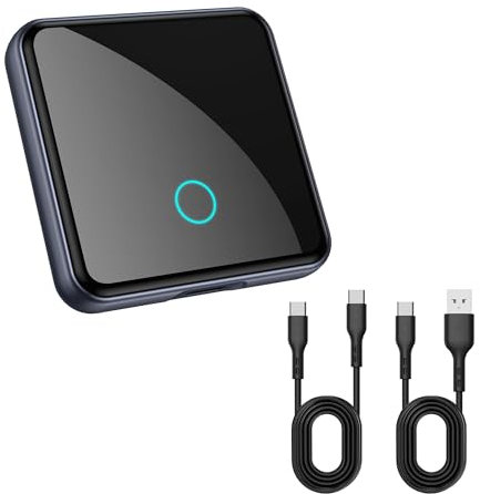 CarPlay Wireless Adapter, RAMPOW Apple CarPlay Wireless Adapter für iPhone und Android, Upgrade von Wired CarPlay auf Wireless, Wireless CarPlay Adapter, mit 2 USB C Kabel 15cm