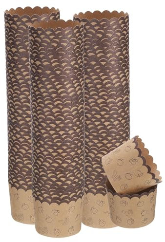 sourcing map 150Pcs Paper Baking Cups 6oz Brown Kraft Paper Muffins Liners Cupcake Greaseproof Disposable Bulk Wrappers for Wedding Birthday Graduation, Fruit