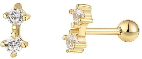 XENOX® Piercing Ohrringe - Piercing aus hochwertigem 925/- Sterlingsilber mit zwei Zirkonia-Steinen | XS91460G