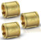 PipeSan Lot de 3 raccords à manchon en laiton 3/4 (3/4) - Filetage intérieur - Double manchon 3/4 - En laiton - Pour eau potable, air, gaz et distribution de chauffage