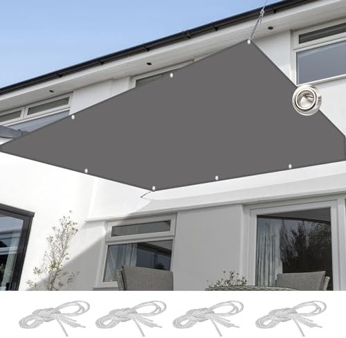 Parasole per esterni, 3 x 5 m, resistente alle intemperie e durevole, blocco UV 98%, facile installazione, per giardino, patio, piscina, grigio scuro