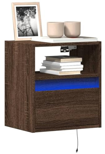 ShGaxin 852325 Meuble TV mural avec lumières LED marron chêne 41 x 31 x 45 cm, meuble TV, meuble TV, meuble de salon, table de salon TV