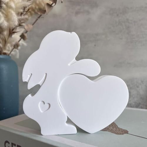 pulunto Silikonform mit Hasenumarmungen, Herzen, Zement, Beton, Osterhasen, DIY, Osterhase und Liebe, Herz, Gips, Gips, Silikonform, Basteln, Ornament, Harzform