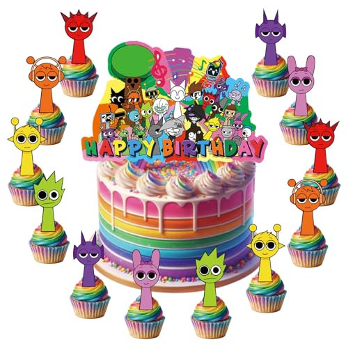 Happy Birthday Tortendeko, 25pcs Tortendeko, Cake Topper Geburtstag, Happy Birthday Topper, Cake Topper Set, Perfekt für Kindergeburtstagsfeiern